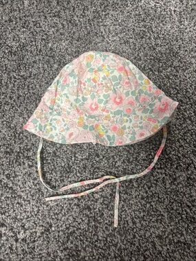 Jacadi Pink Floral Sun Hat with Mint Accents